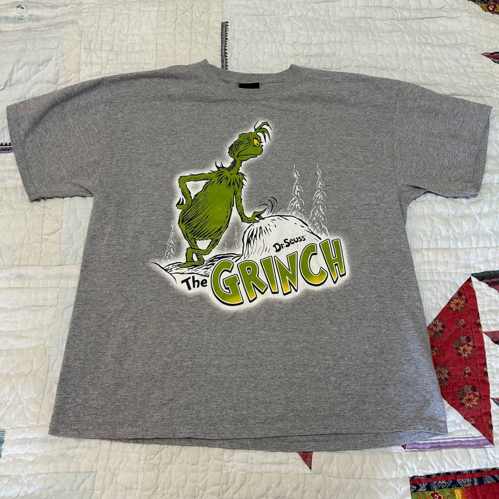Dr. Seuss The Grinch Graphic T-Shirt Heather Gray XL